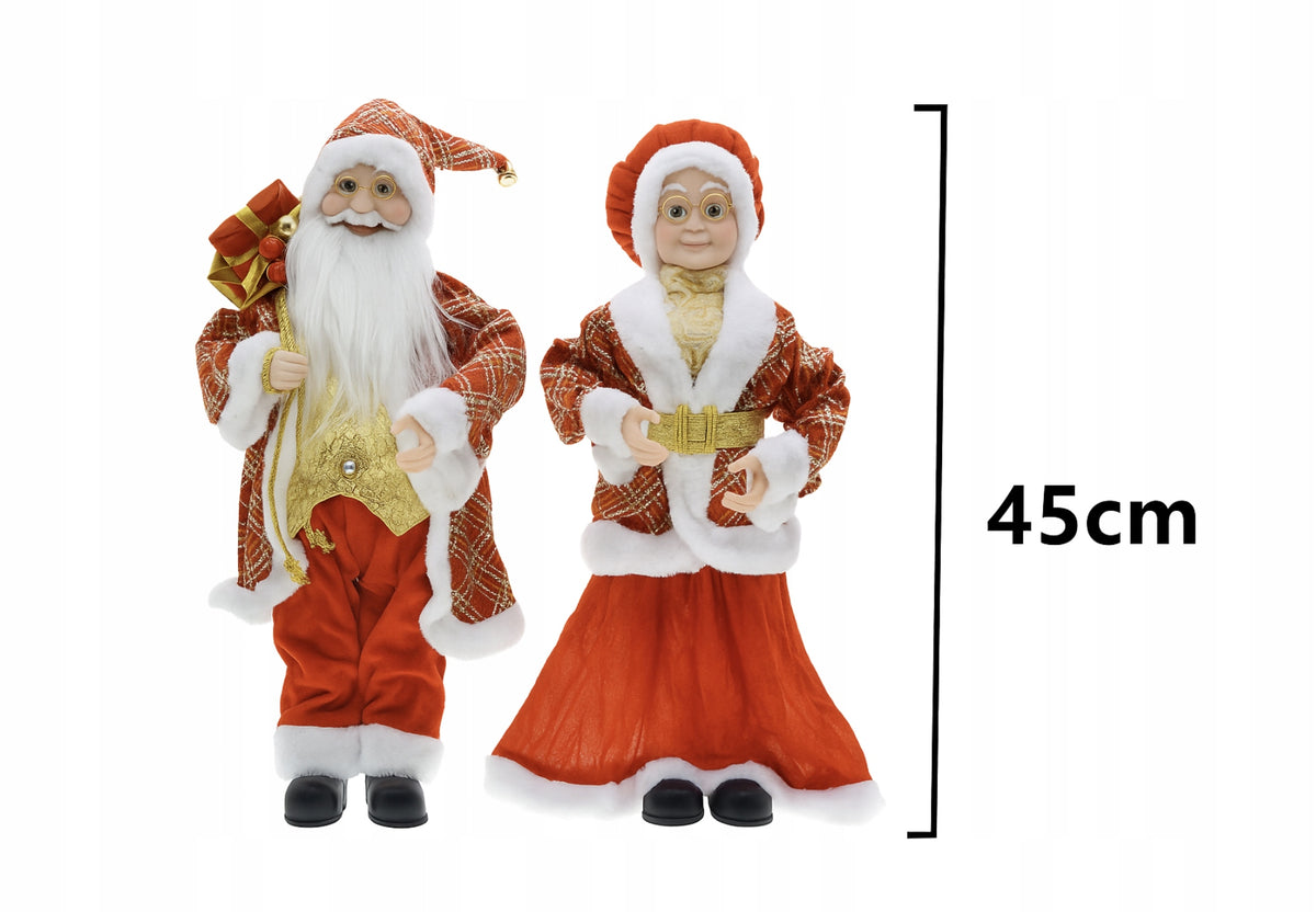 Duży PAN i pani mikołaj świąteczny 45 CM – realistyczne figurki bożonarodzeniowe.