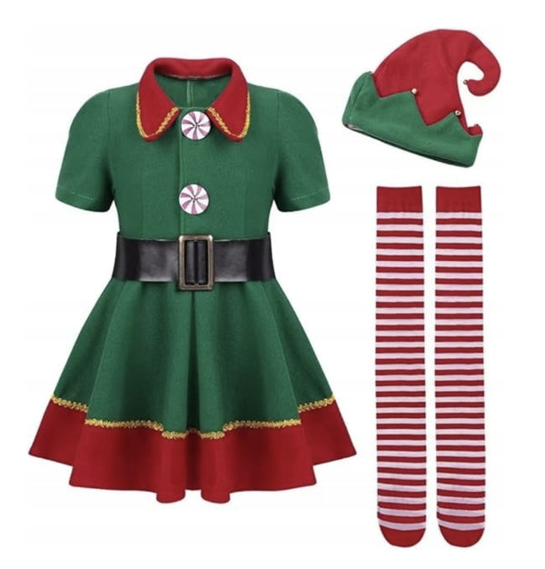 KOSTIUM ELF PRZEBRANIE DAMSKIE 170CM POMOCNIK MIKOŁAJA, KOMPLET ŚWIĄTECZNY
