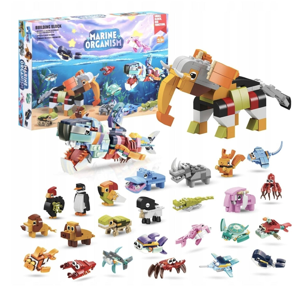 KALENDARZ ADWENTOWY KLOCKI ZWIERZĘTA MORSKIE PREZENT ZABAWKI ŚWIĘTA 2025