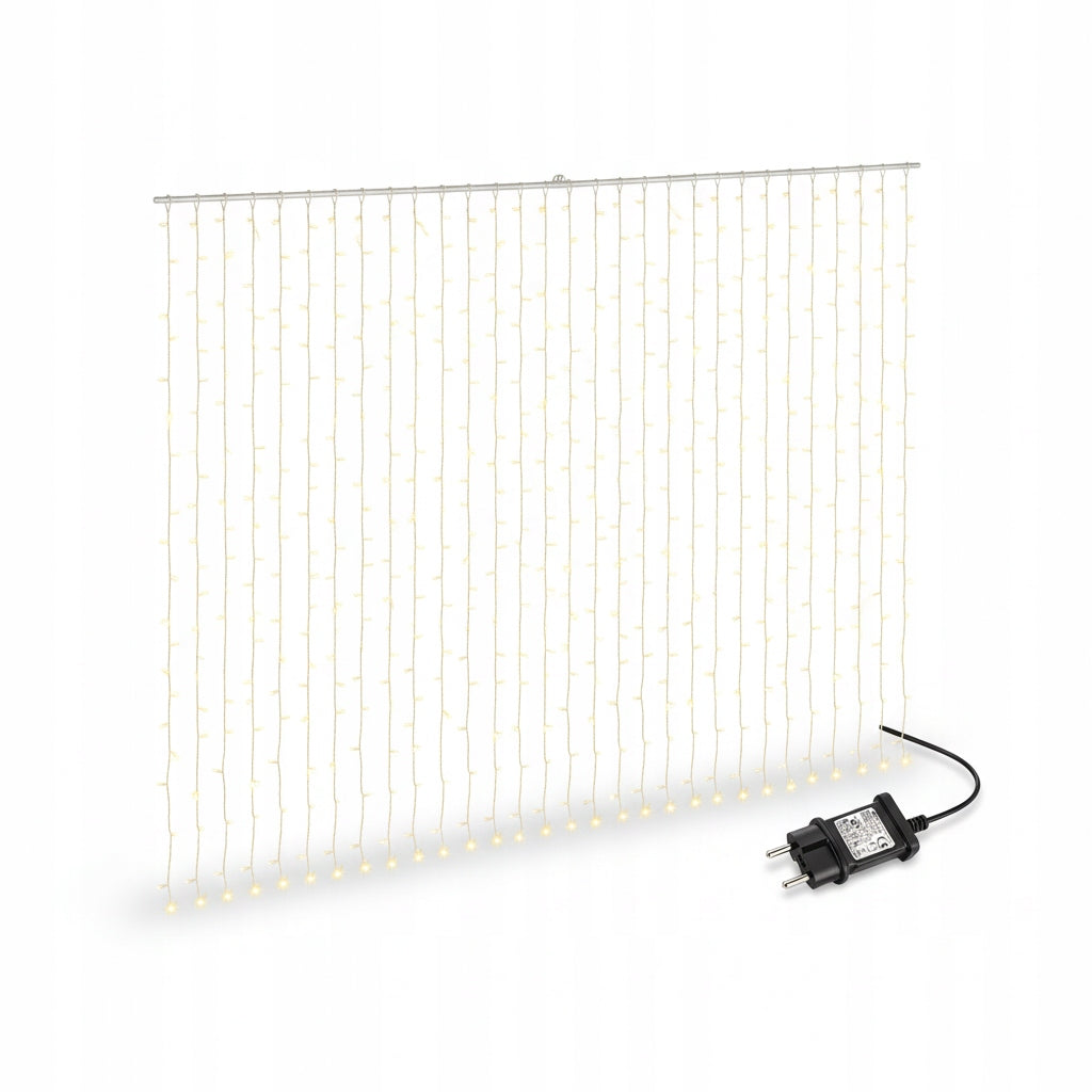 KURTYNA ŚWIETLNA 6M X 3M 600 LED OŚWIETLENIE DEKORACJA ŚWIĘTA WODOODPORNA