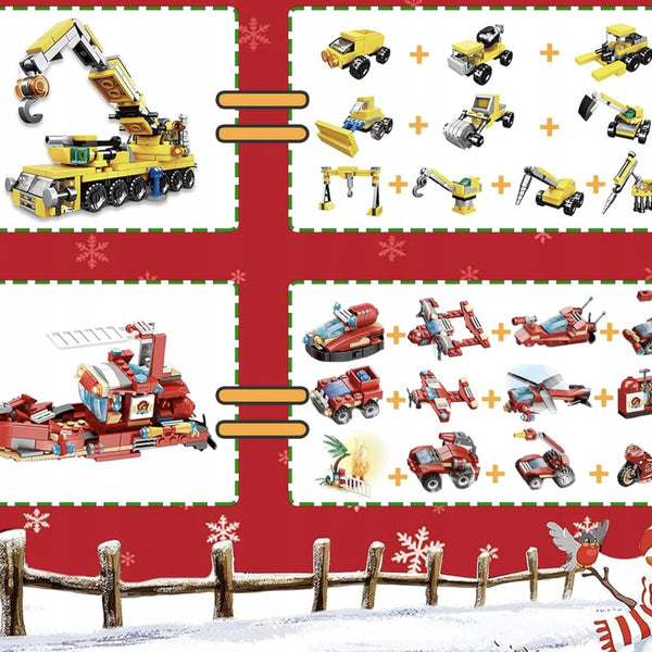 KALENDARZ ADWENTOWY DLA DZIECI KLOCKI STRAŻ POŻARNA POJAZDY PREZENT MIKOŁAJ