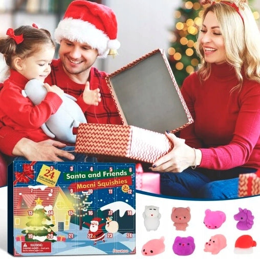 KALENDARZ ADWENTOWY MOCHI SQUISHY 2025 - 24 GNIOTKI, FIGURKI DLA DZIECI