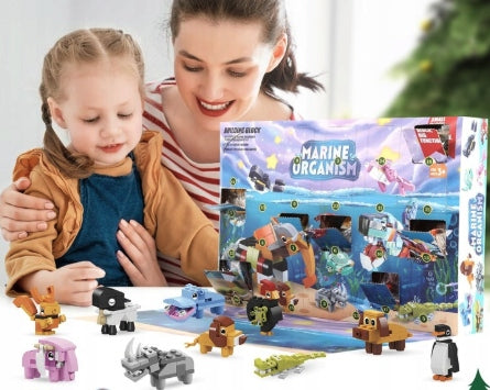 KALENDARZ ADWENTOWY KLOCKI ZWIERZĘTA MORSKIE PREZENT ZABAWKI ŚWIĘTA 2025