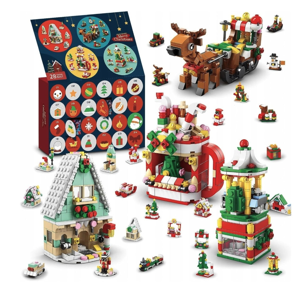 KALENDARZ ADWENTOWY Z KLOCKAMI ZABAWKI DLA CHŁOPCA DZIECI PREZENT MIKOŁAJ