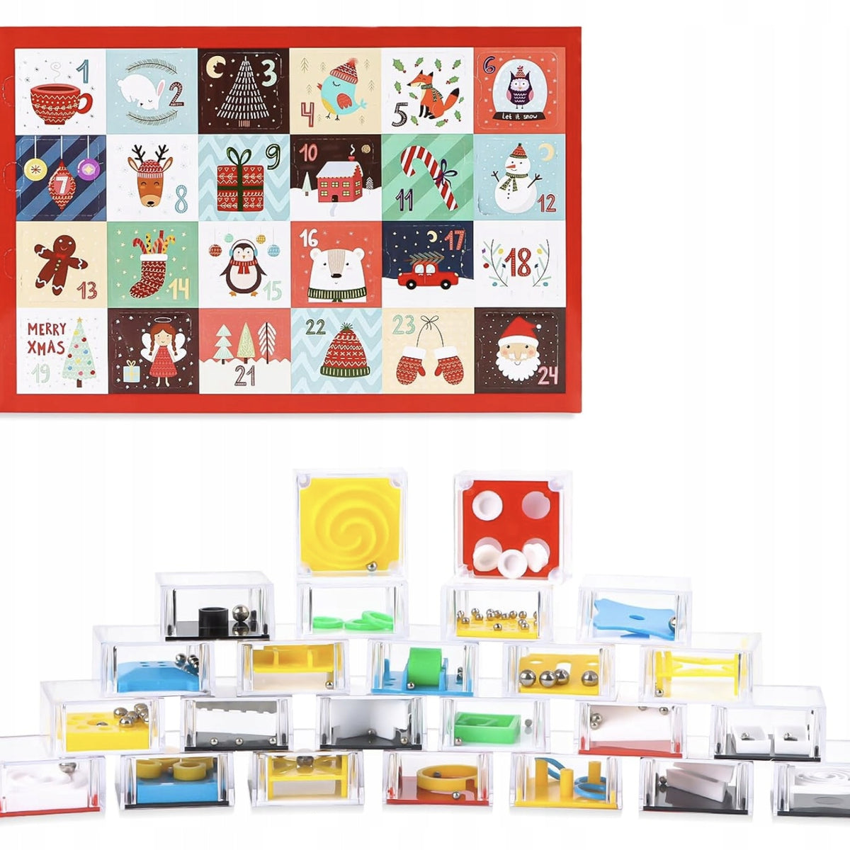 KREATYWNY KALENDARZ ADWENTOWY 3D GRY LOGICZNE ŁAMIGŁÓWKI DLA DZIECI 24w1