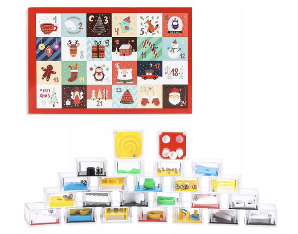 KREATYWNY KALENDARZ ADWENTOWY 3D GRY LOGICZNE ŁAMIGŁÓWKI DLA DZIECI 24w1