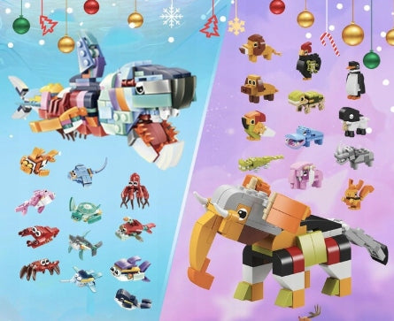 KALENDARZ ADWENTOWY KLOCKI ZWIERZĘTA MORSKIE PREZENT ZABAWKI ŚWIĘTA 2025