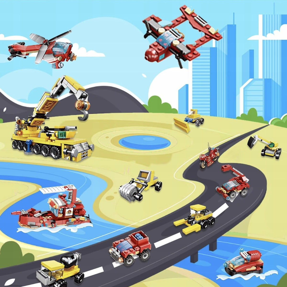 KALENDARZ ADWENTOWY DLA DZIECI KLOCKI STRAŻ POŻARNA POJAZDY PREZENT MIKOŁAJ