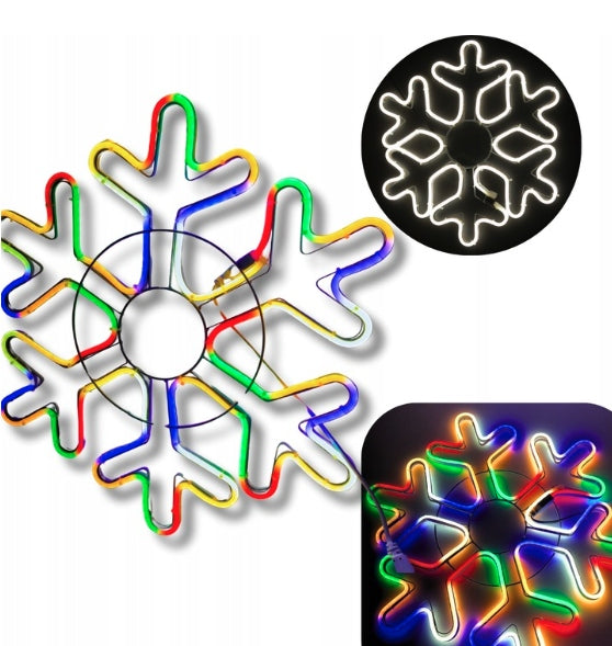 ŚNIEŻYNKA OZDOBA ŚWIETLNA ŚWIĄTECZNA PŁATEK ŚNIEGU NEON LED KOLOROWA XXL