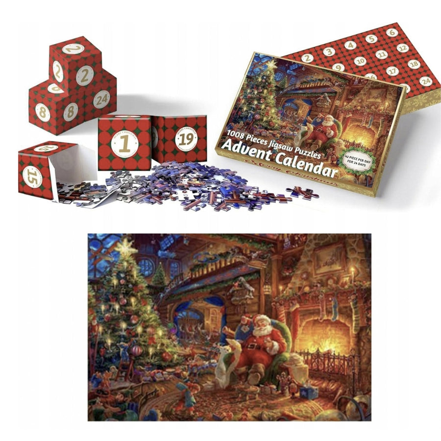 KALENDARZ ADWENTOWY ŚWIĄTECZNE PUZZLE ZESTAW ŚWIĘTY MIKOŁAJ