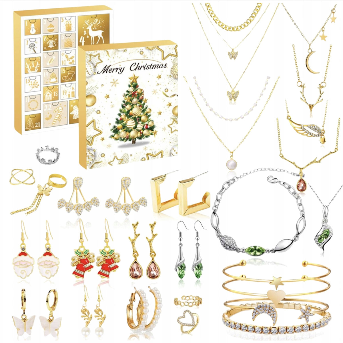 ŚWIĄTECZNY KALENDARZ ADWENTOWY 2025 BIŻUTERIA DLA KOBIET PREZENT ZESTAW