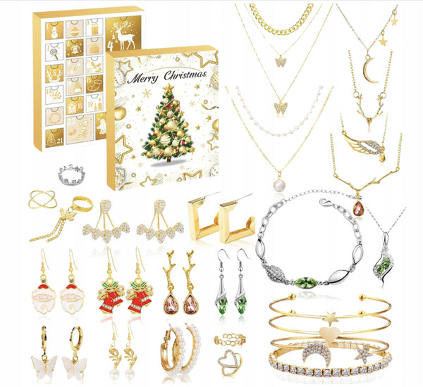 ŚWIĄTECZNY KALENDARZ ADWENTOWY 2025 BIŻUTERIA DLA KOBIET PREZENT ZESTAW