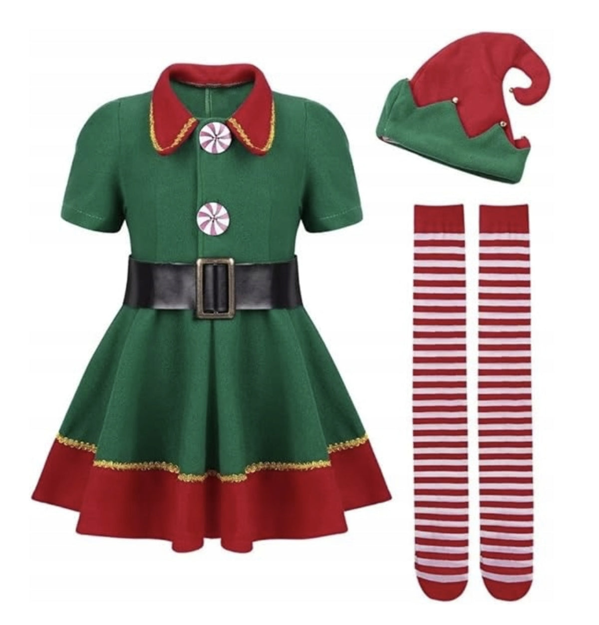 KOSTIUM ELF PRZEBRANIE DAMSKIE 170CM POMOCNIK MIKOŁAJA, KOMPLET ŚWIĄTECZNY