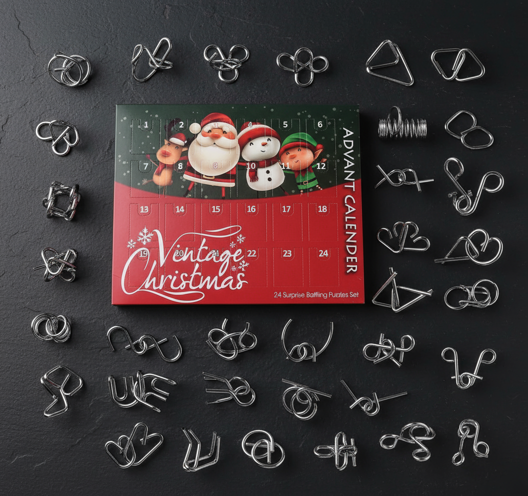 KALENDARZ ADWENTOWY METALOWE PUZZLE ŁAMIGŁÓWKI GRY ZRĘCZNOŚCIOWE 2025
