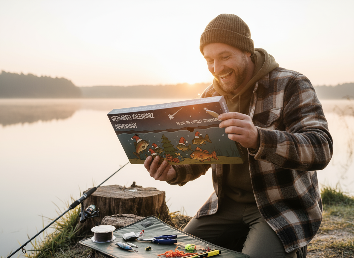 Wędkarz otwierający Twój kalendarz nad jeziorem